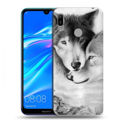 Дизайнерский пластиковый чехол для Huawei Y6 (2019) Волки