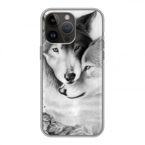 Дизайнерский силиконовый с усиленными углами чехол для Iphone 14 Pro Max Волки