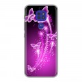 Дизайнерский силиконовый чехол для Motorola Moto G9 Play Бабочки фиолетовые