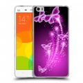 Дизайнерский силиконовый чехол для Xiaomi Mi Note Бабочки фиолетовые