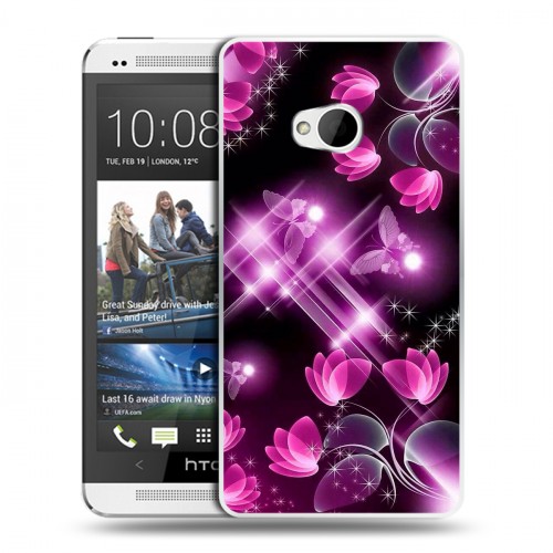 Дизайнерский пластиковый чехол для HTC One (M7) Dual SIM Бабочки