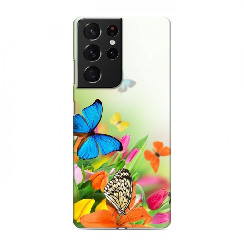 Дизайнерский пластиковый чехол для Samsung Galaxy S21 Ultra Бабочки