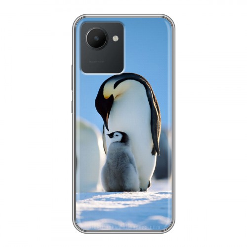 Дизайнерский силиконовый с усиленными углами чехол для Realme C30 Пингвины