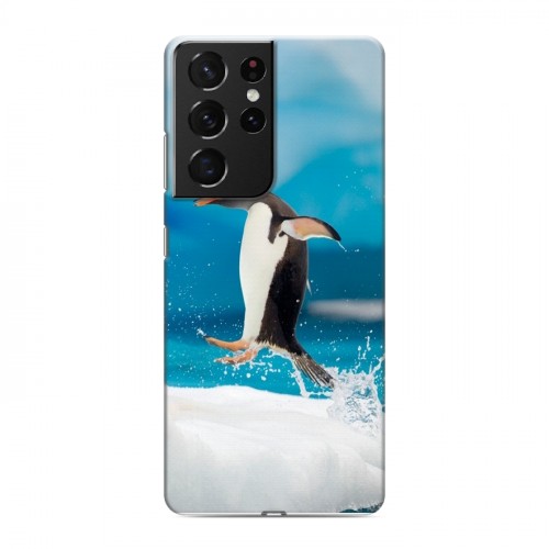 Дизайнерский пластиковый чехол для Samsung Galaxy S21 Ultra Пингвины