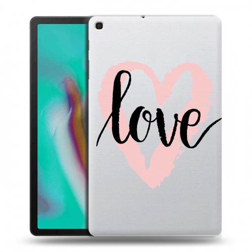 Полупрозрачный дизайнерский силиконовый чехол для Samsung Galaxy Tab A 10.1 (2019) Прозрачные сердечки