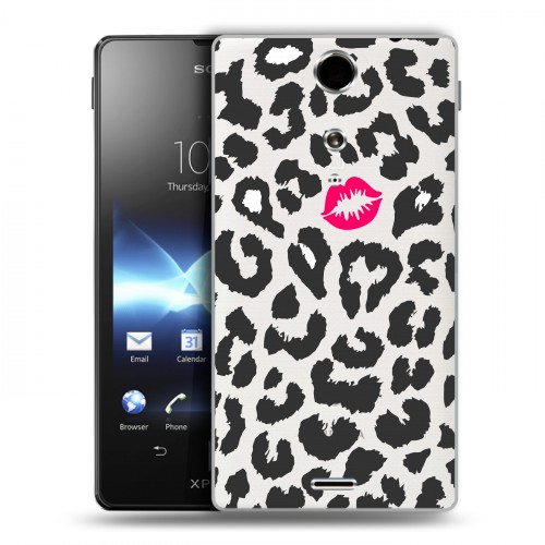 Полупрозрачный дизайнерский пластиковый чехол для Sony Xperia TX Прозрачные поцелуи