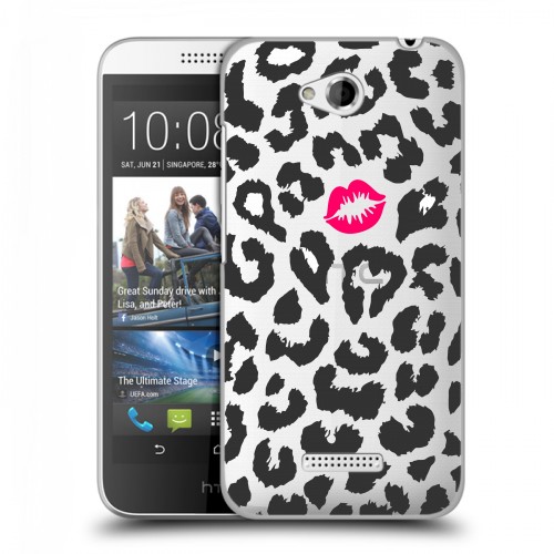 Полупрозрачный дизайнерский пластиковый чехол для HTC Desire 616 Прозрачные поцелуи