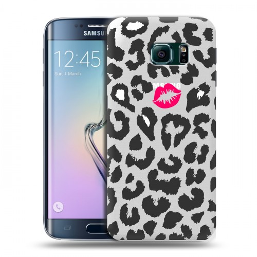 Полупрозрачный дизайнерский пластиковый чехол для Samsung Galaxy S6 Edge Прозрачные поцелуи