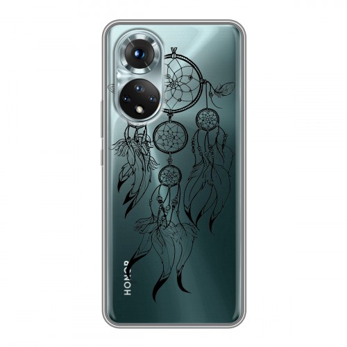 Полупрозрачный дизайнерский силиконовый с усиленными углами чехол для Huawei Honor 50 Прозрачные ловцы снов