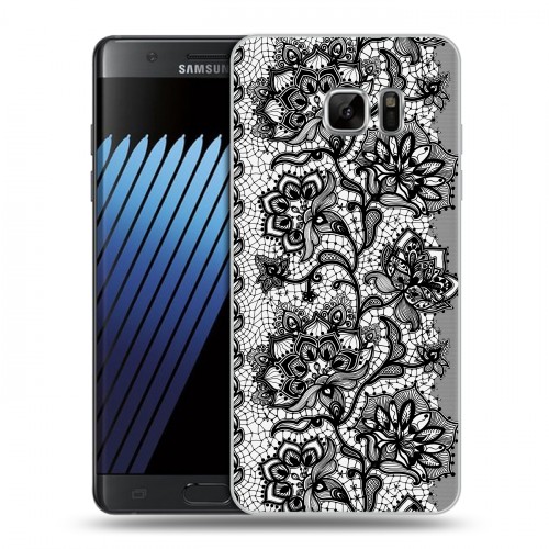 Полупрозрачный дизайнерский пластиковый чехол для Samsung Galaxy Note 7 Прозрачные кружева