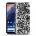 Полупрозрачный дизайнерский пластиковый чехол для Nokia 9 PureView Прозрачные кружева