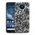 Полупрозрачный дизайнерский пластиковый чехол для Nokia 8.3 Прозрачные кружева