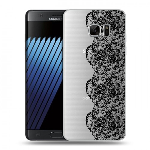 Полупрозрачный дизайнерский пластиковый чехол для Samsung Galaxy Note 7 Прозрачные кружева