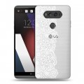 Полупрозрачный дизайнерский пластиковый чехол для LG V20 Прозрачные кружева