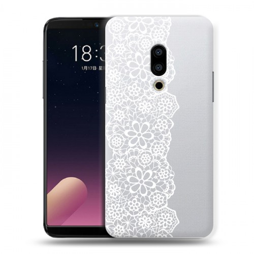 Полупрозрачный дизайнерский пластиковый чехол для Meizu 15 Plus Прозрачные кружева