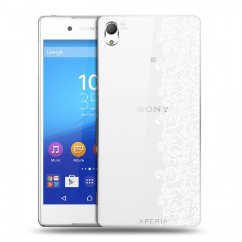 Полупрозрачный дизайнерский пластиковый чехол для Sony Xperia Z3+ Прозрачные кружева