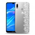 Полупрозрачный дизайнерский пластиковый чехол для Huawei Y6 (2019) Прозрачные кружева