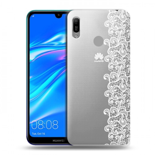 Полупрозрачный дизайнерский пластиковый чехол для Huawei Y6 (2019) Прозрачные кружева