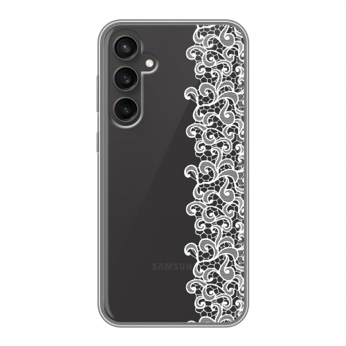 Полупрозрачный дизайнерский силиконовый чехол для Samsung Galaxy S23 FE Прозрачные кружева
