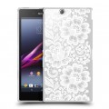 Полупрозрачный дизайнерский пластиковый чехол для Sony Xperia Z Ultra  Прозрачные кружева