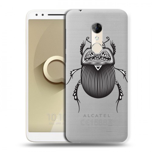 Полупрозрачный дизайнерский пластиковый чехол для Alcatel 3 Каллиграфия животных