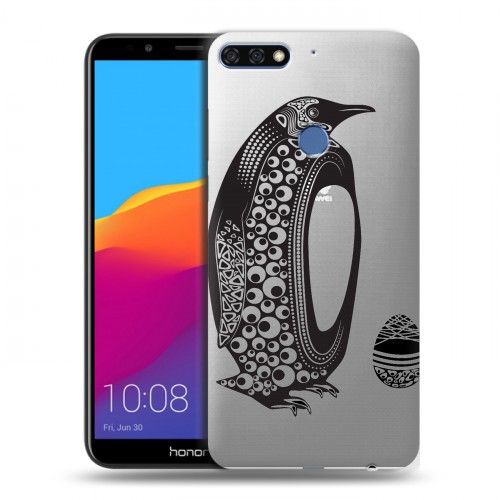 Полупрозрачный дизайнерский пластиковый чехол для Huawei Honor 7C Pro Каллиграфия животных