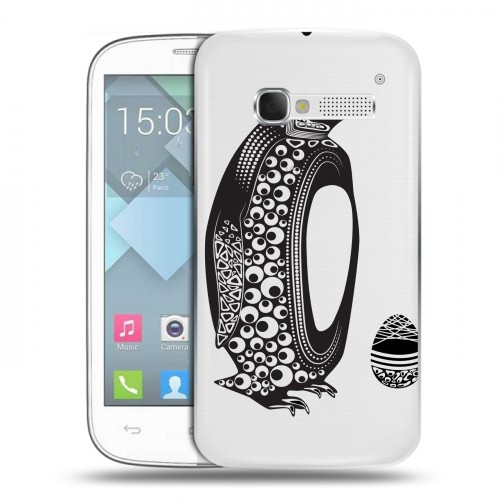 Полупрозрачный дизайнерский пластиковый чехол для Alcatel One Touch Pop C5 Каллиграфия животных