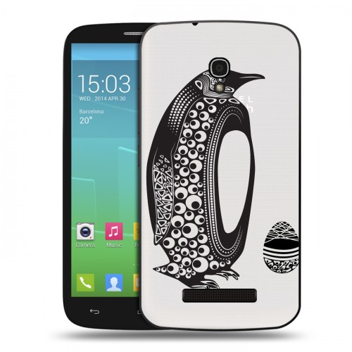 Полупрозрачный дизайнерский пластиковый чехол для Alcatel One Touch Pop S9 Каллиграфия животных