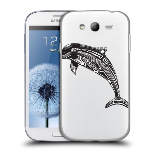 Полупрозрачный дизайнерский пластиковый чехол для Samsung Galaxy Grand Каллиграфия животных