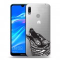 Полупрозрачный дизайнерский пластиковый чехол для Huawei Y6 (2019) Каллиграфия животных