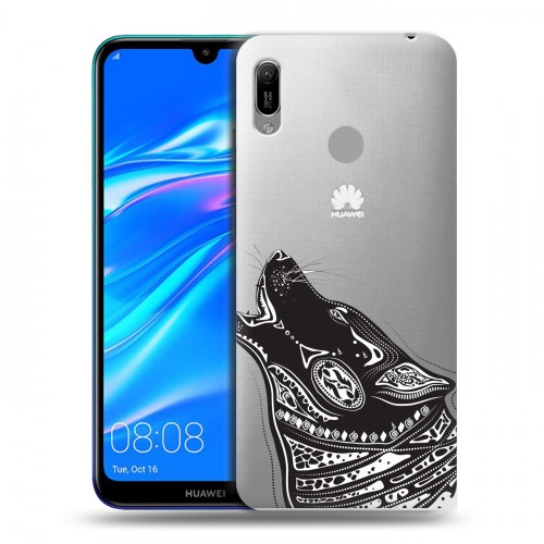 Полупрозрачный дизайнерский пластиковый чехол для Huawei Y6 (2019) Каллиграфия животных