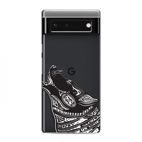 Полупрозрачный дизайнерский силиконовый с усиленными углами чехол для Google Pixel 6 Каллиграфия животных