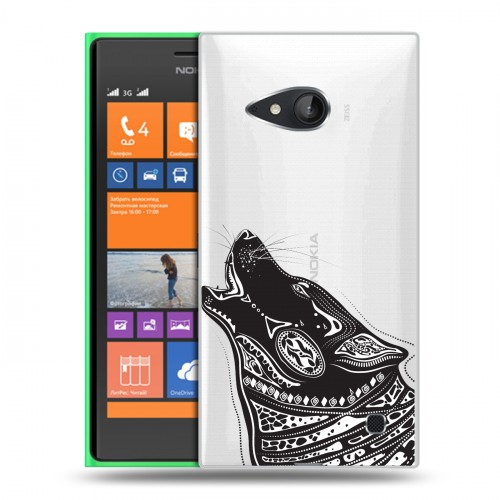 Полупрозрачный дизайнерский пластиковый чехол для Nokia Lumia 730/735 Каллиграфия животных