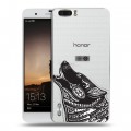 Полупрозрачный дизайнерский пластиковый чехол для Huawei Honor 6 Plus Каллиграфия животных