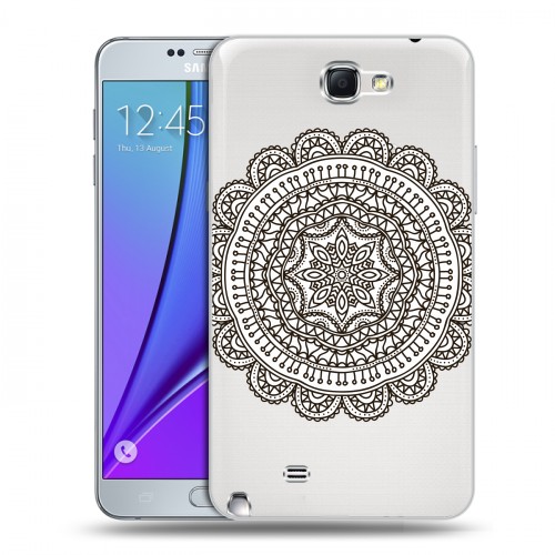 Полупрозрачный дизайнерский пластиковый чехол для Samsung Galaxy Note 2 Полупрозрачные мандалы