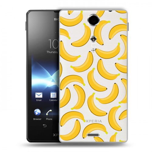 Полупрозрачный дизайнерский пластиковый чехол для Sony Xperia TX Прозрачные бананы