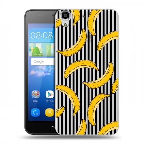 Полупрозрачный дизайнерский пластиковый чехол для Huawei Y6 Прозрачные бананы