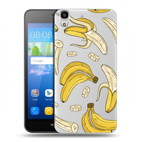 Полупрозрачный дизайнерский пластиковый чехол для Huawei Y6 Прозрачные бананы
