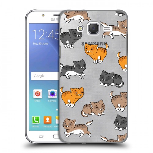 Полупрозрачный дизайнерский пластиковый чехол для Samsung Galaxy J5 Прозрачные котята
