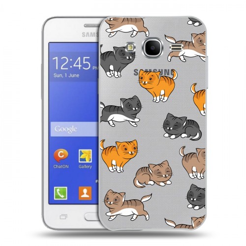 Полупрозрачный дизайнерский силиконовый чехол для Samsung Galaxy J7 Прозрачные котята