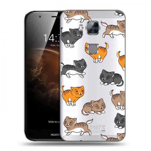 Полупрозрачный дизайнерский силиконовый чехол для Huawei G8 Прозрачные котята