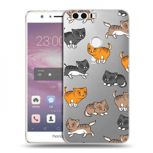 Полупрозрачный дизайнерский пластиковый чехол для Huawei Honor 8 Прозрачные котята