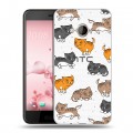 Полупрозрачный дизайнерский пластиковый чехол для HTC U Play Прозрачные котята