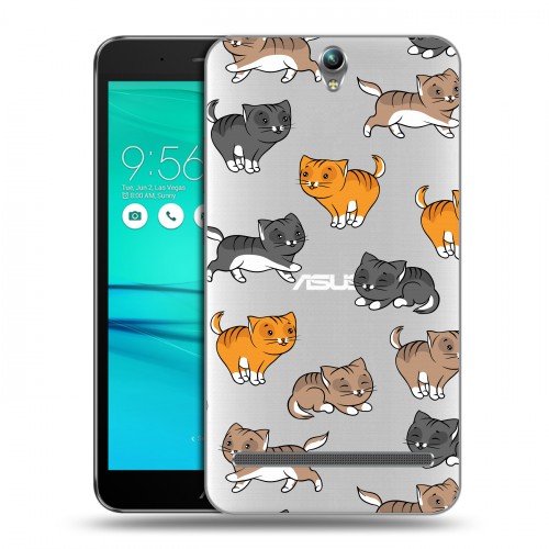 Полупрозрачный дизайнерский пластиковый чехол для ASUS ZenFone Go ZB690KG Прозрачные котята