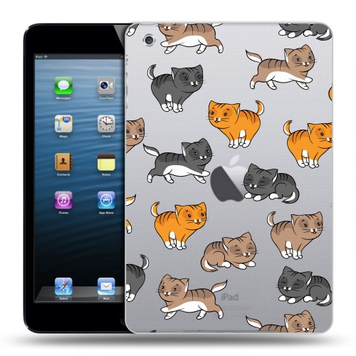 Полупрозрачный дизайнерский пластиковый чехол для Ipad Mini Прозрачные котята