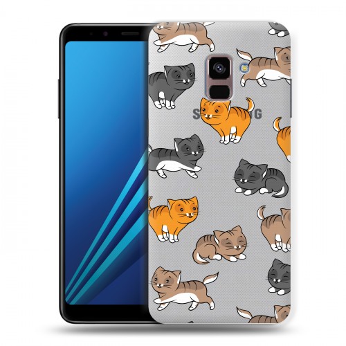 Полупрозрачный дизайнерский пластиковый чехол для Samsung Galaxy A8 Plus (2018) Прозрачные котята