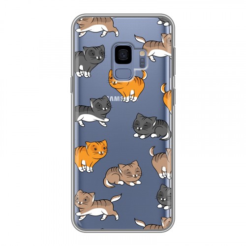 Полупрозрачный дизайнерский пластиковый чехол для Samsung Galaxy S9 Прозрачные котята