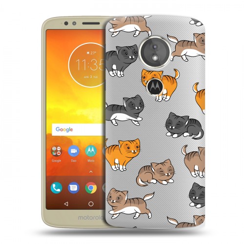 Полупрозрачный дизайнерский силиконовый чехол для Motorola Moto E5 Прозрачные котята