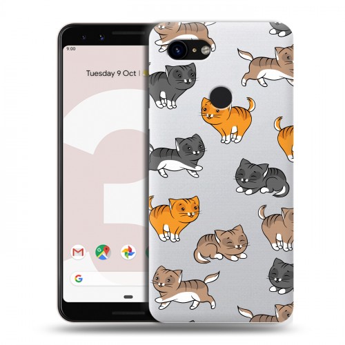 Полупрозрачный дизайнерский пластиковый чехол для Google Pixel 3 Прозрачные котята