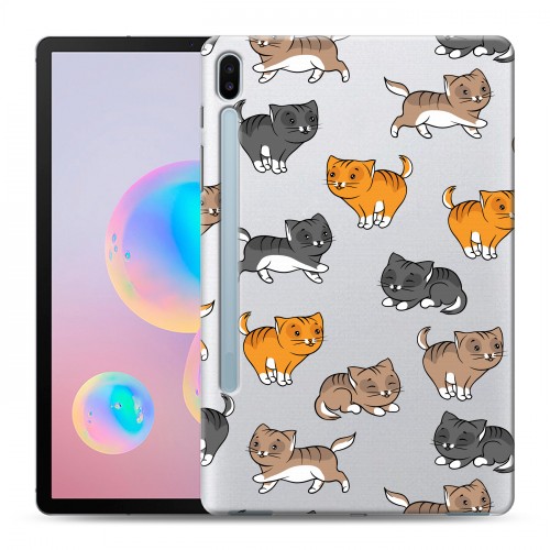 Полупрозрачный дизайнерский силиконовый чехол для Samsung Galaxy Tab S6 Прозрачные котята